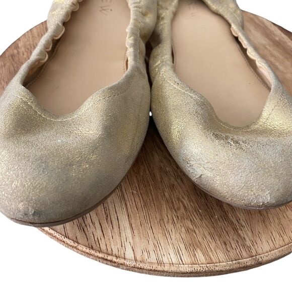 J.Crew Womens Size 7 Ballet Flats Gold Glitter Basic Casual Scrunch Slip On - Picture 9 of 12